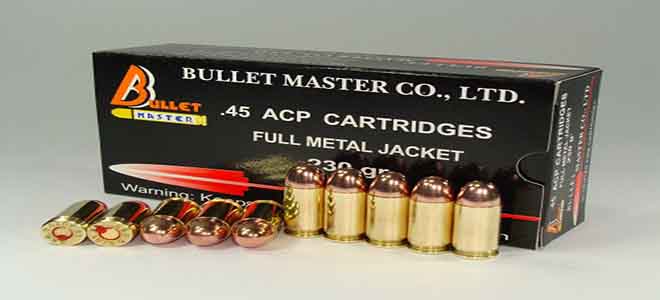 .45 ACP CARTRIDGES FULL METAL JACKET 230gr